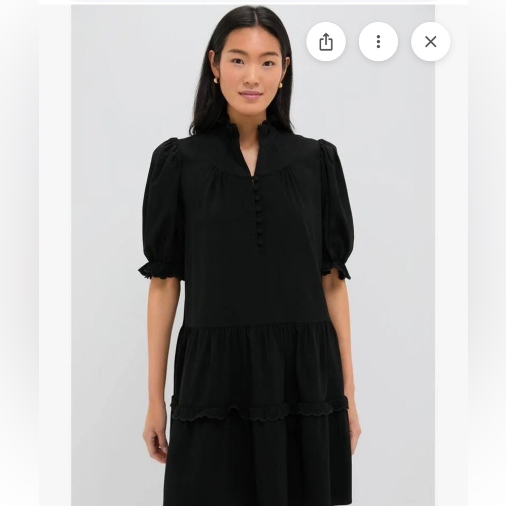 Pomander Place Tuckernuck Black Tiered Puff-Sleeve Mini Dress NWT